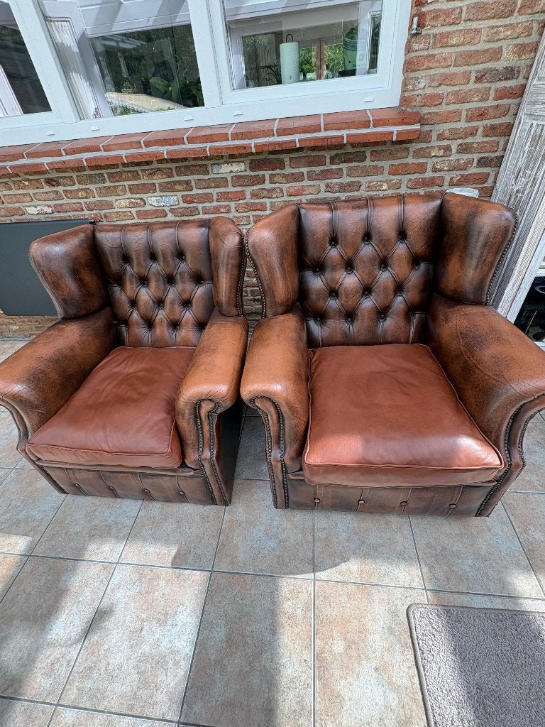 Paire de fauteuils chesterfield, Antiquités & Art, Enlèvement