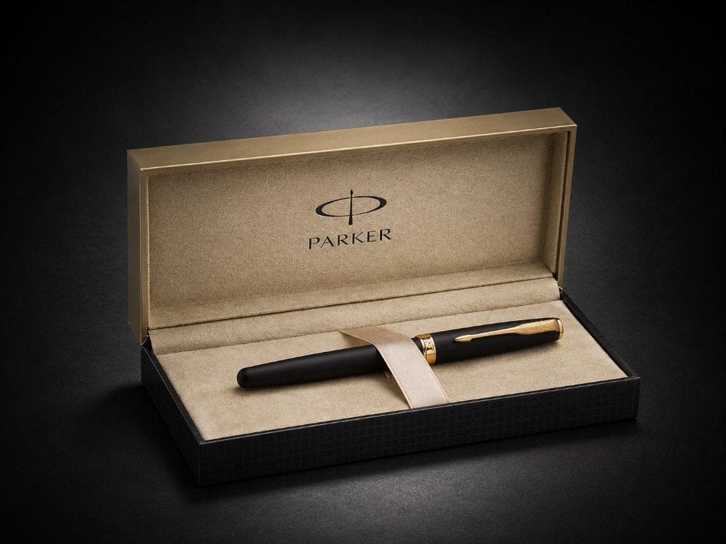 Stylo roller Parker Sonnet Noir Mat avec Attributs Or., Collections, Neuf, Stylo, Enlèvement, Avec boîte