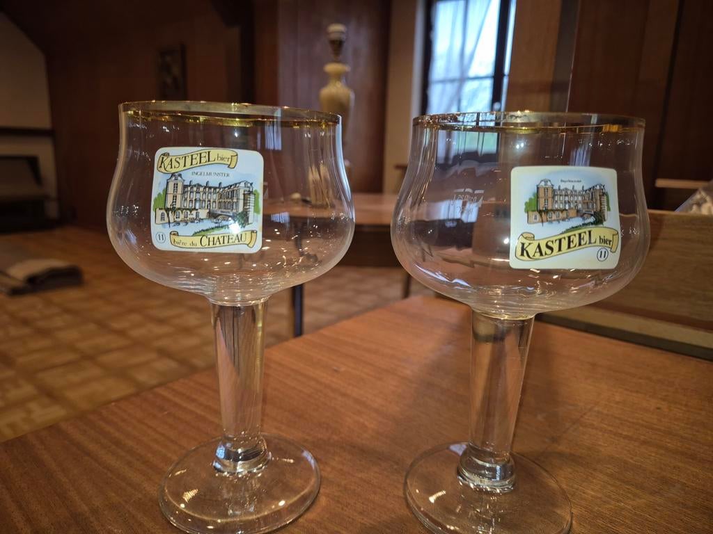 Kasteelbier originele glazen 2 stuks ingelmunster, Verzamelen, Ophalen