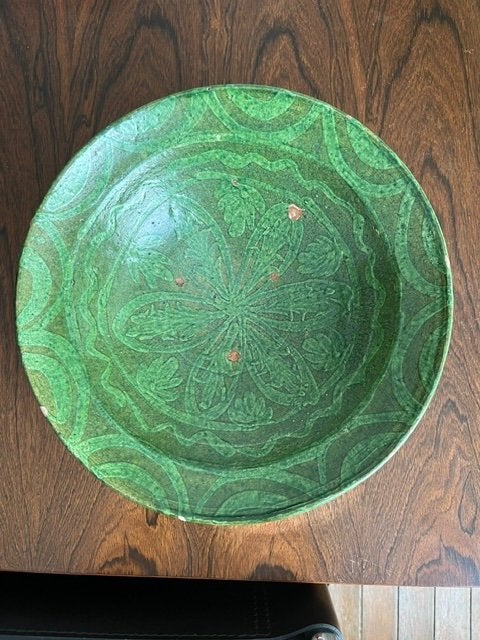 Terracotta geglazuurde schaal (Midden-Oosten), Rond, Émaillé, Enlèvement, Utilisé
