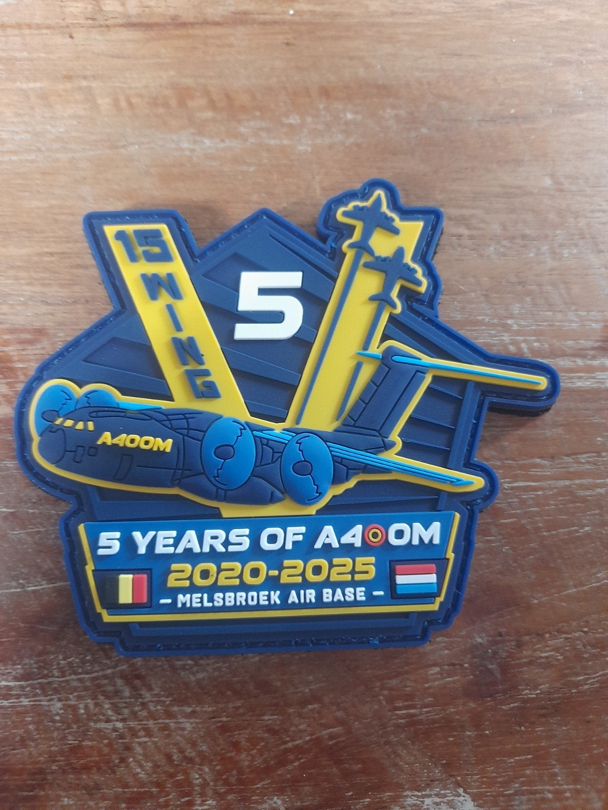 patch A400M ATLAS 5 YEARS 15Wing 20Sqd Belgian Airforce, Ophalen of Verzenden, Nieuw, Patch, Badge of Embleem