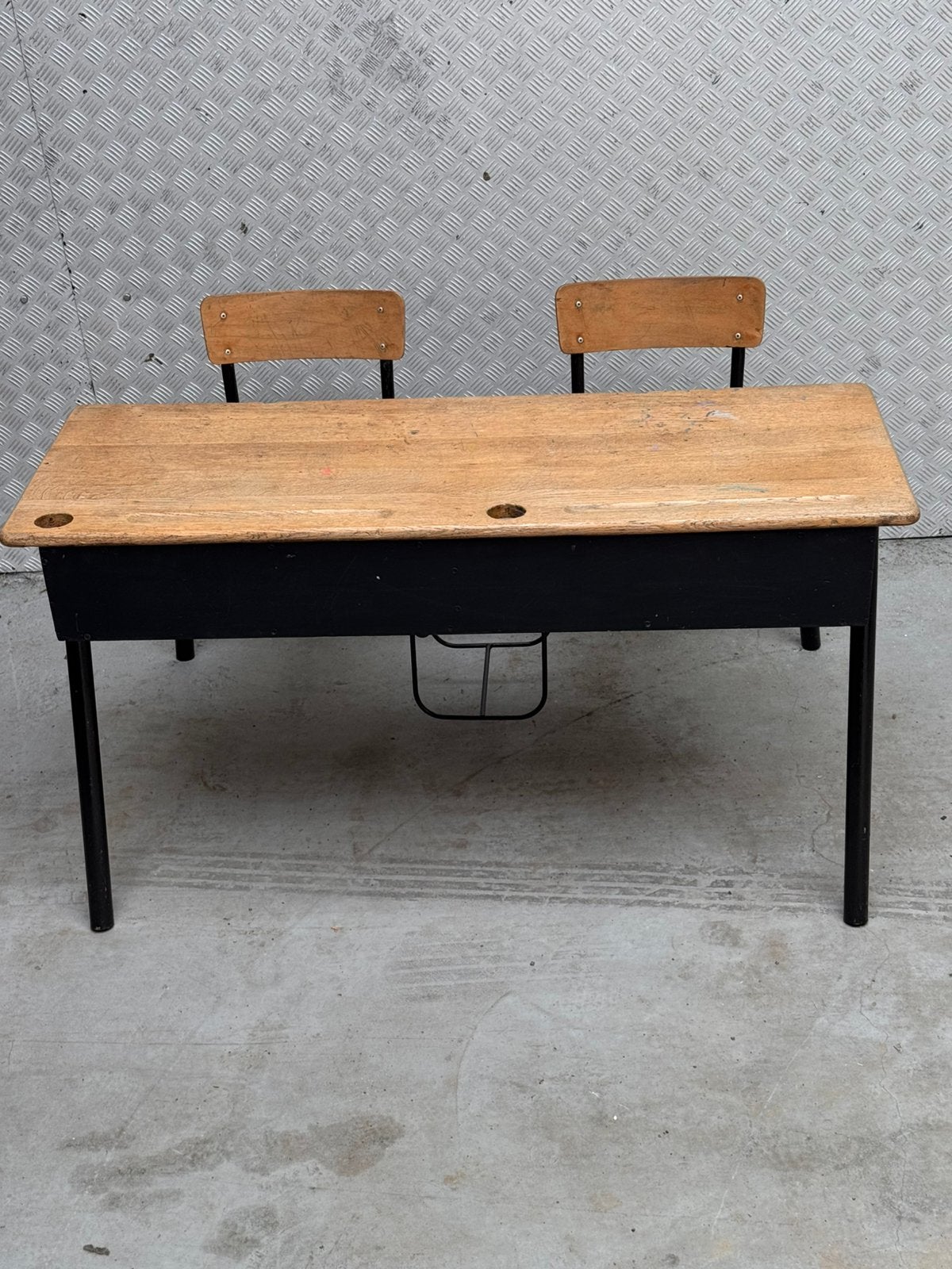 Bureau ecolier vintage, Bureau d'écolier, Avec roues, Métal, Vintage