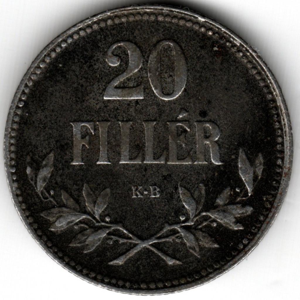 Hongarije : 20 Filler 1916 KM#498 Ref 16681, Postzegels en Munten, Ophalen of Verzenden, Hongarije, Losse munt