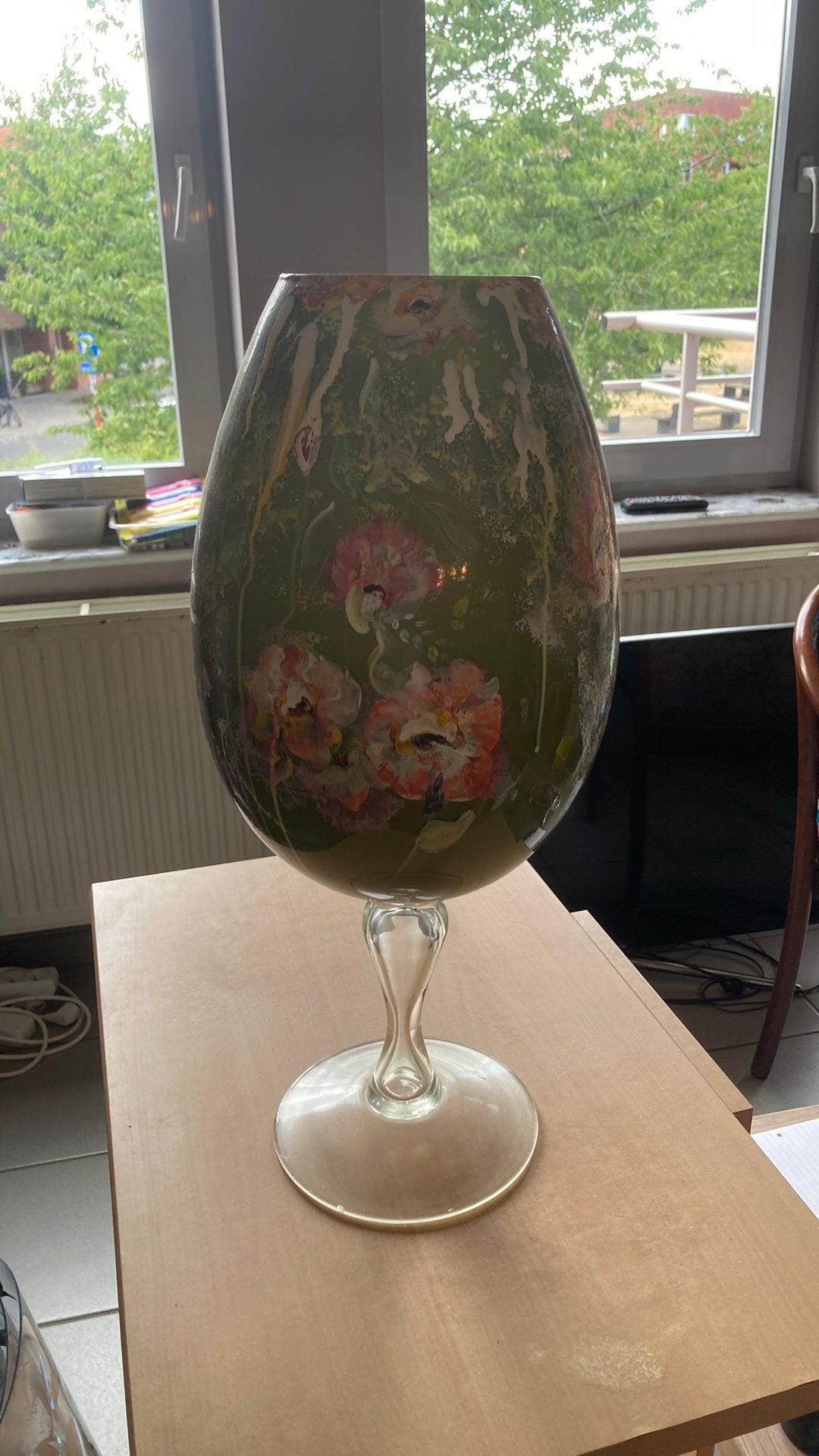 XXL Glazen Bokaalvaas op Voet, Sur pied, Rose, Verre, Enlèvement