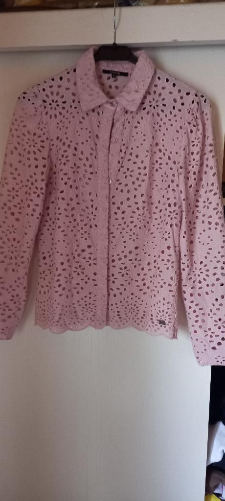 roze zalm blouse overhemd broderie Nikkie maat 34, Ophalen of Verzenden, Zo goed als nieuw, Nikkie, Roze