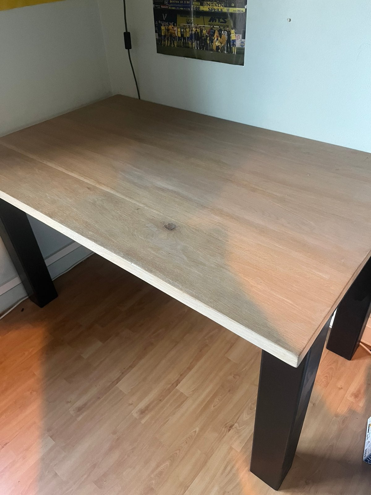 Tafel eiken blad met ijzeren onderstel, Ophalen, Gebruikt