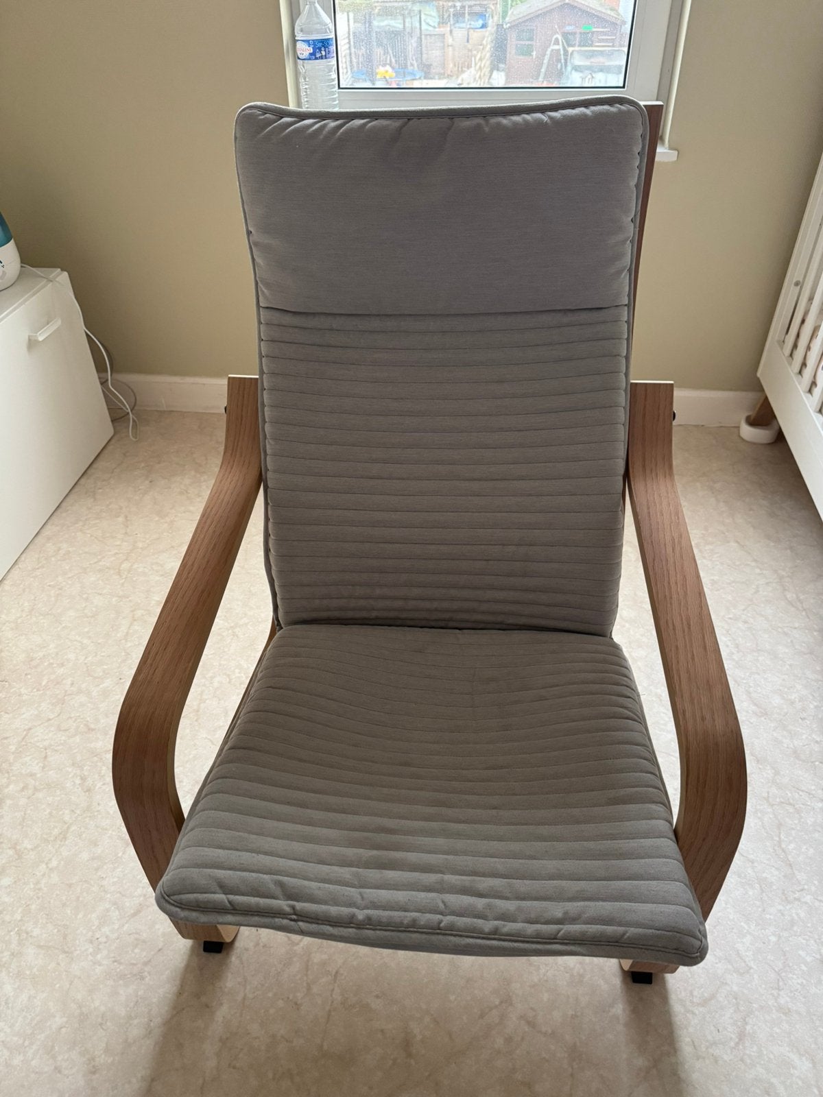 IKEA POÄNG fauteuil met voetenbank te koop, Huis en Inrichting, Ophalen, Zo goed als nieuw, Zwart