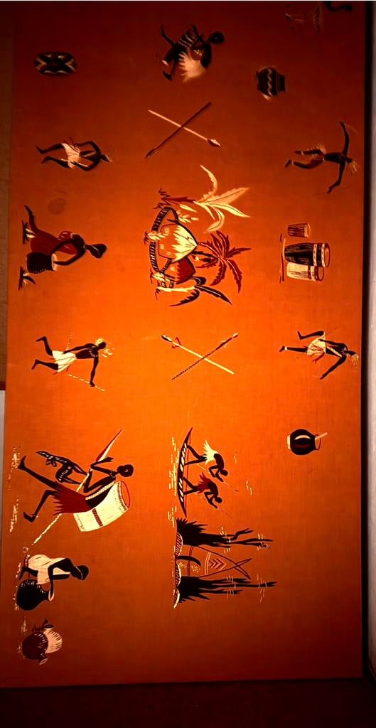 Afrikaans wandtextiel–Rwanda–handgemaakt ca 1970 –170cm 70cm, Antiquités & Art, Enlèvement