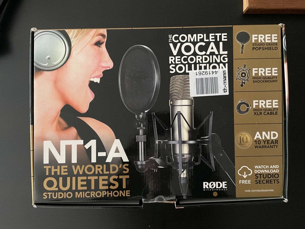 Rode NT1-A microfoon — complete set in doos + gelede arm, Muziek en Instrumenten, Ophalen of Verzenden, Gebruikt, Studiomicrofoon