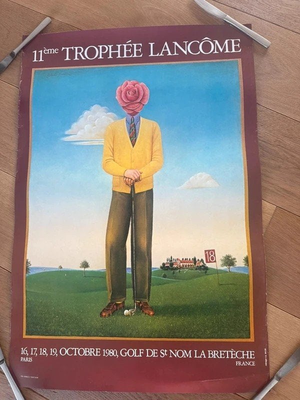 Affiche golf 11e Trophée Lancôme 1980 Gabriel Pascalini, Enlèvement ou Envoi, Rectangulaire vertical, A1 jusqu'à A3, Utilisé