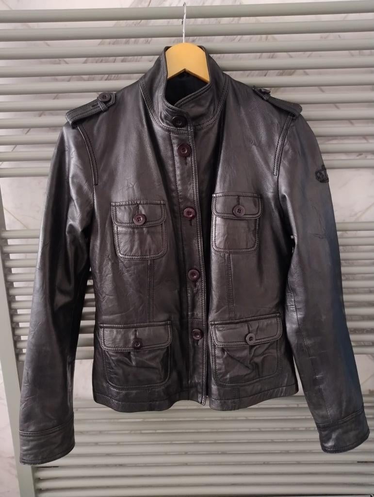 Lederen jas (kort), Kleding | Dames, Zwart, Maat 42/44 (L), Zo goed als nieuw, Ophalen