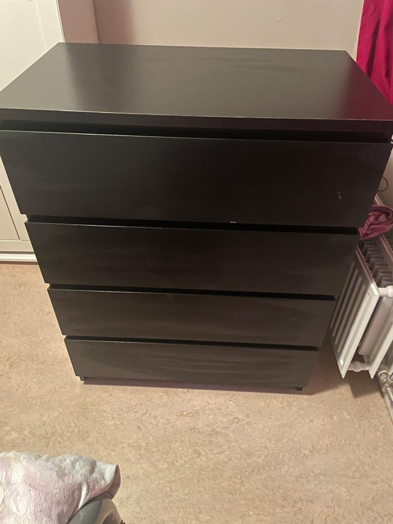 Ikea Malm kast met 4 lades, Huis en Inrichting, Kasten | Ladekasten, 3 of 4 laden, Ophalen, Gebruikt