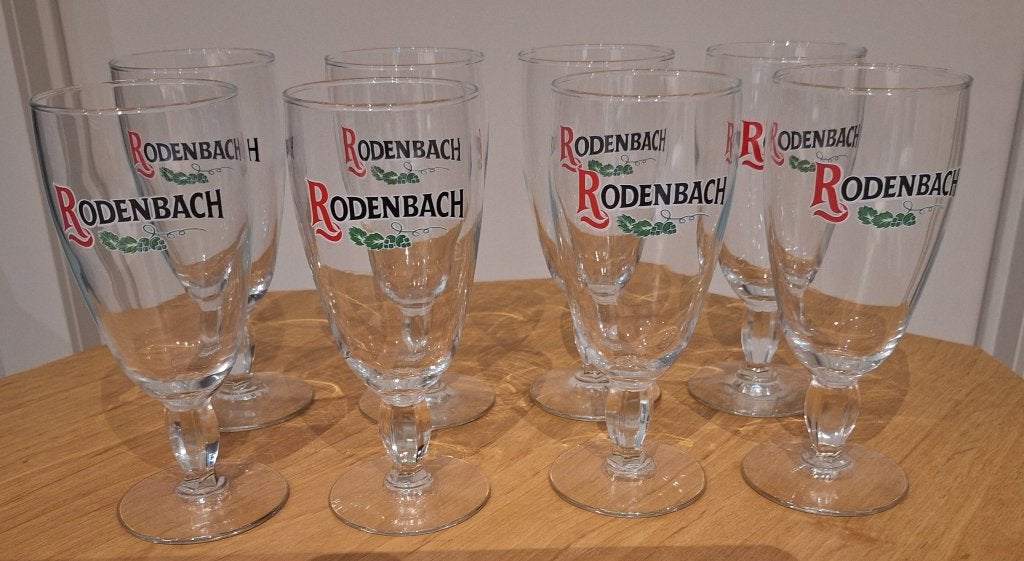 Set van 8 Rodenbach bierglazen, Verzamelen, Biermerken, Ophalen of Verzenden, Zo goed als nieuw, Glas of Glazen, Overige merken