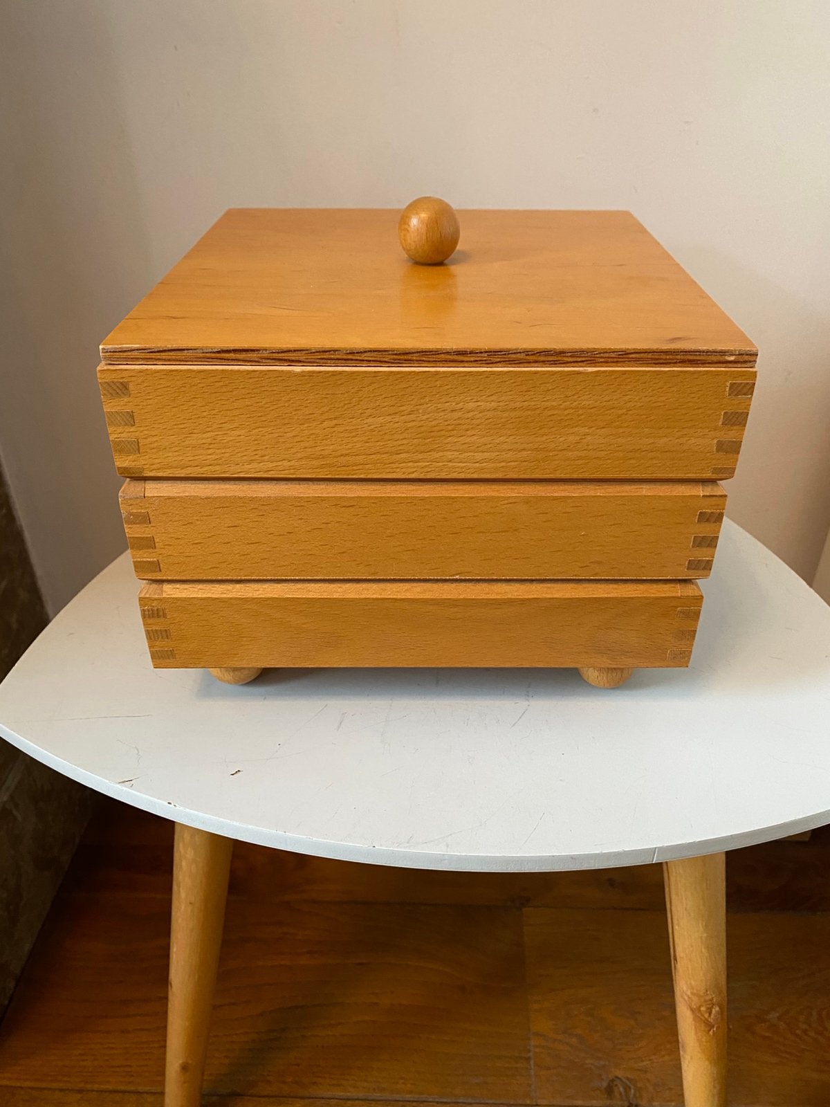 Vintage naaidoos in Scandinavisch design, Ophalen of Verzenden, Zo goed als nieuw, Hout, Scandinavisch