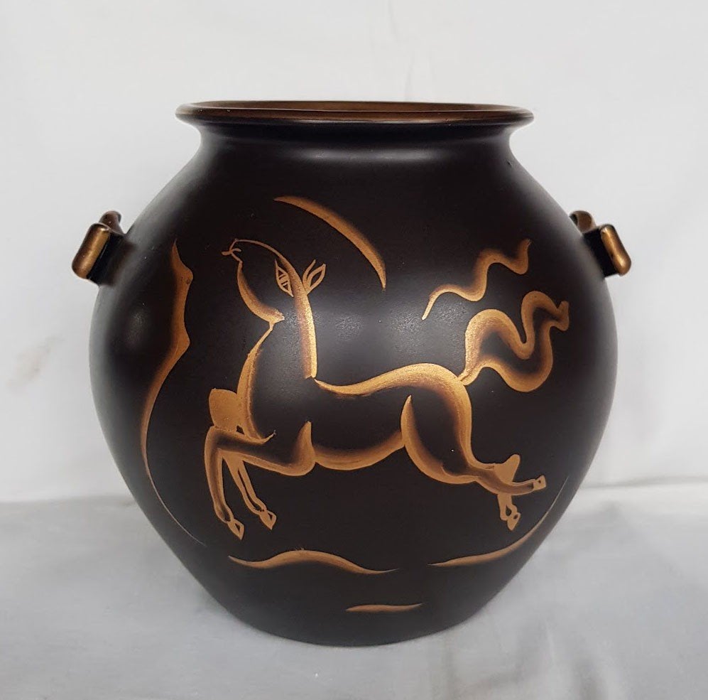 Art Deco Charles Catteau vaas paardje BOCH., Antiek en Kunst, Ophalen of Verzenden