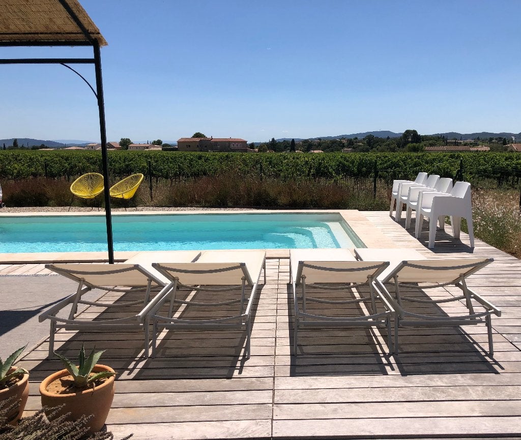 Vrijstaande villa 6p,privé zwembad,uniek zicht wijngaard, Dorp, Aan meer of rivier, Languedoc-Roussillon, Wasmachine