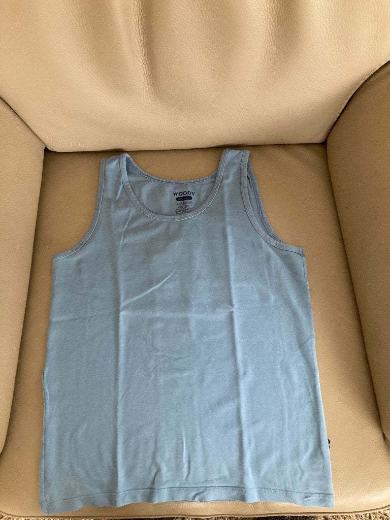 Effen blauw-grijs onderhemdje zonder mouwen, Woody, 152, 12j, Enfants & Bébés, Vêtements enfant | Taille 152, Garçon, Enlèvement ou Envoi