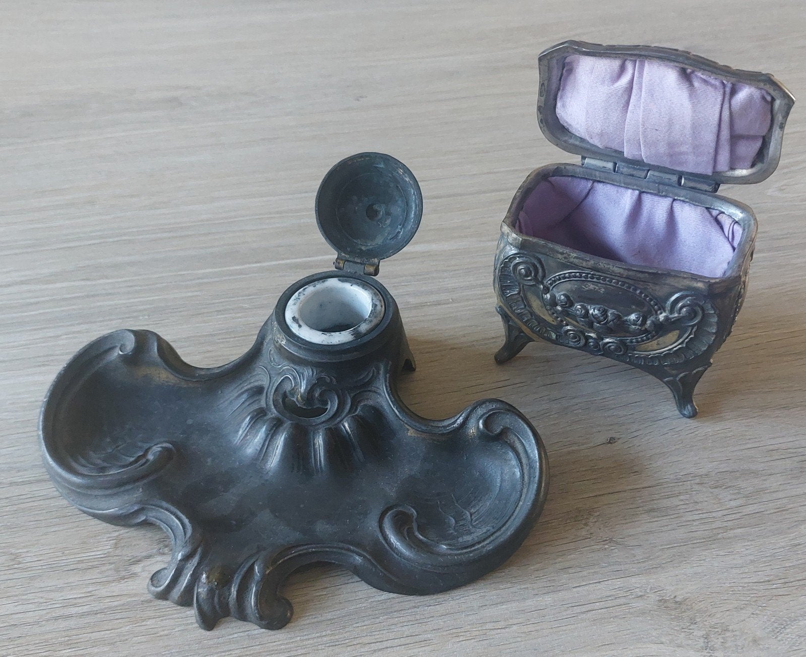Prachtig Antiek Art Nouveau Inktstel met  Postzegeldoosje, Enlèvement ou Envoi