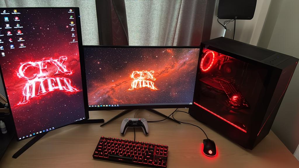 Gaming Setup GTX 1660 SUPER + Dual Monitors 180/165 Hz, Virtual Reality, Zo goed als nieuw, HDD, 3 tot 4 Ghz