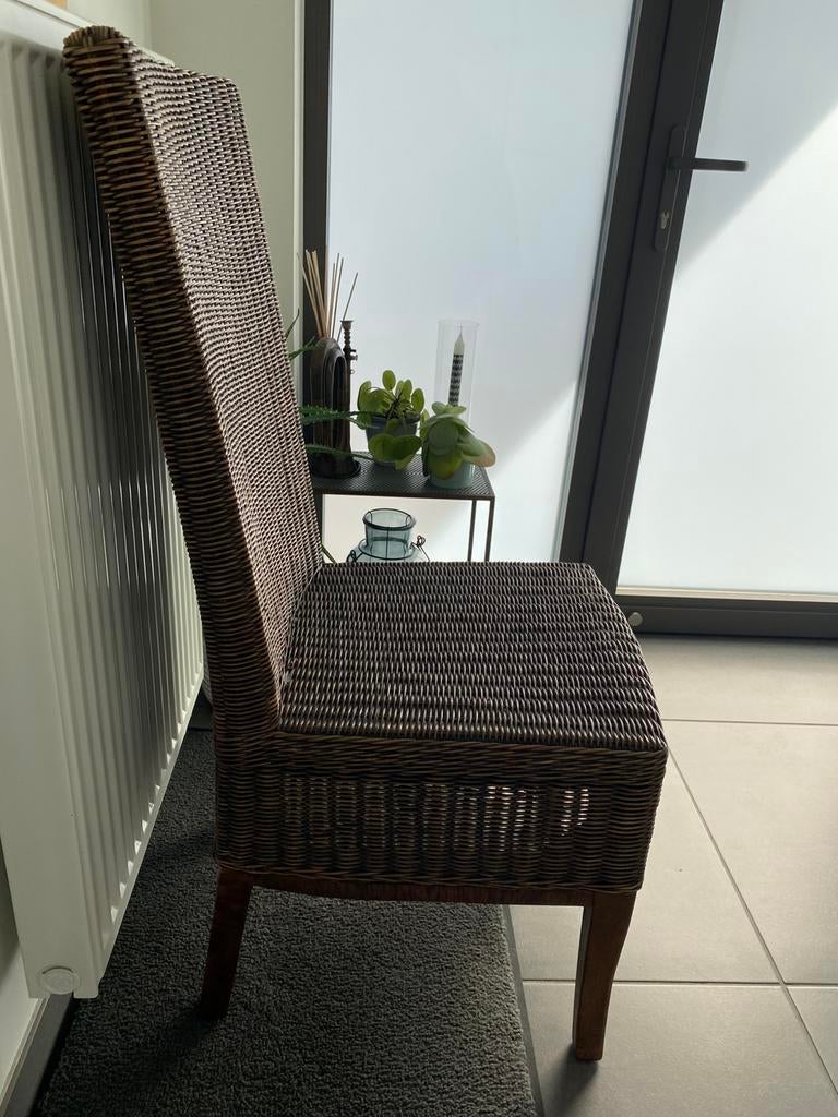 Rieten stoel, Huis en Inrichting, Stoelen, Ophalen, Gebruikt, Bruin, Riet of Rotan