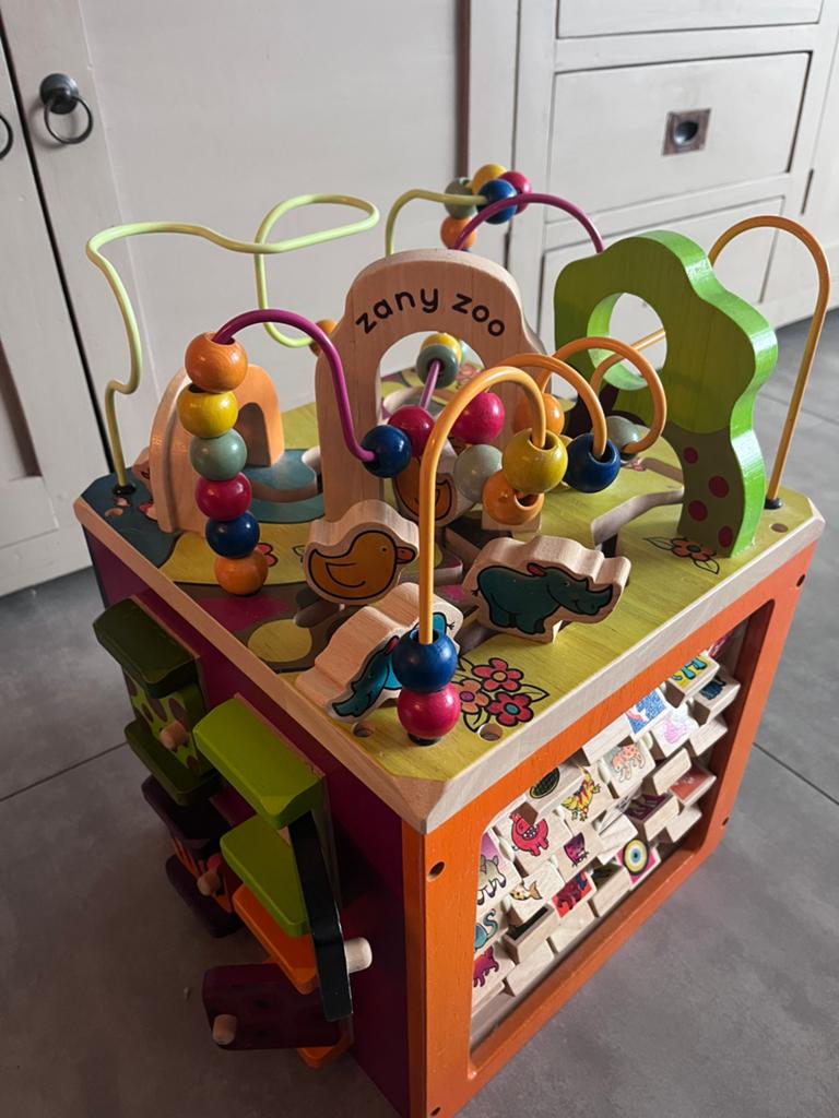 Houten activiteitenkubus Zany Zoo – motoriek speelgoed, Kinderen en Baby's, Speelgoed | Houten speelgoed, Ophalen, Gebruikt, Overige typen