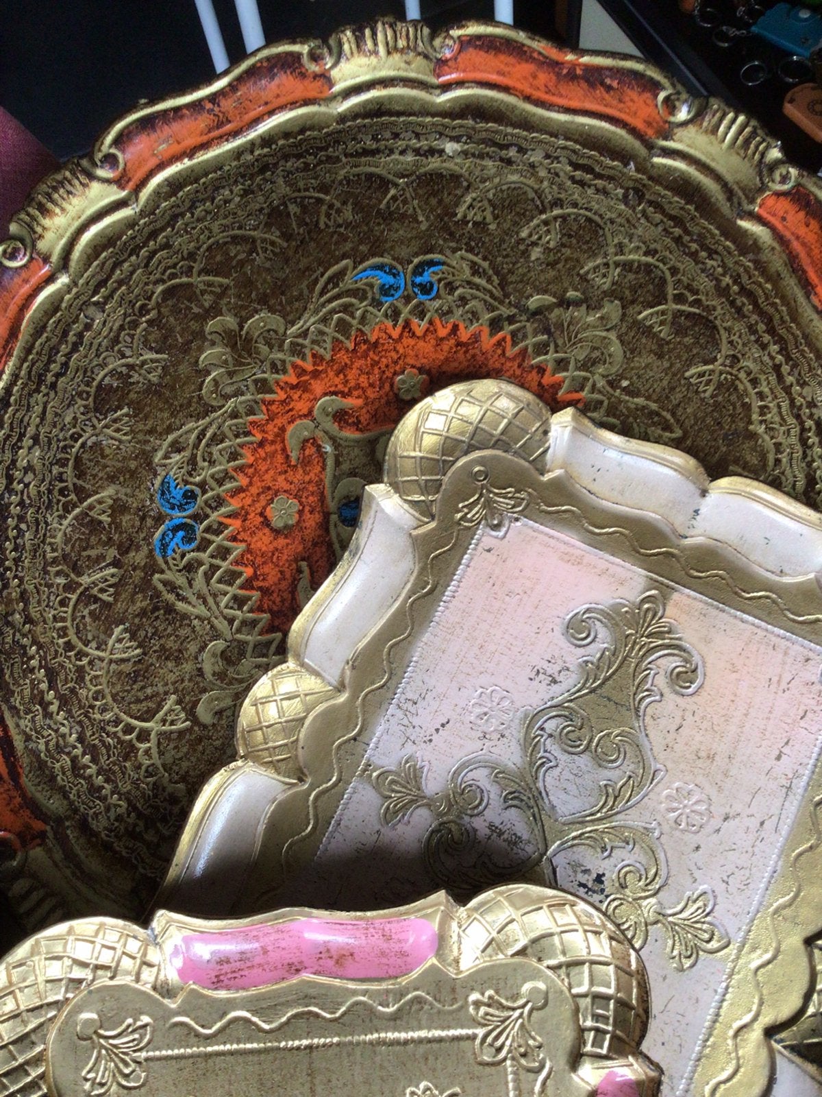 Vier italiaanse Florentiijnse dienbladen, Antiek en Kunst, Ophalen
