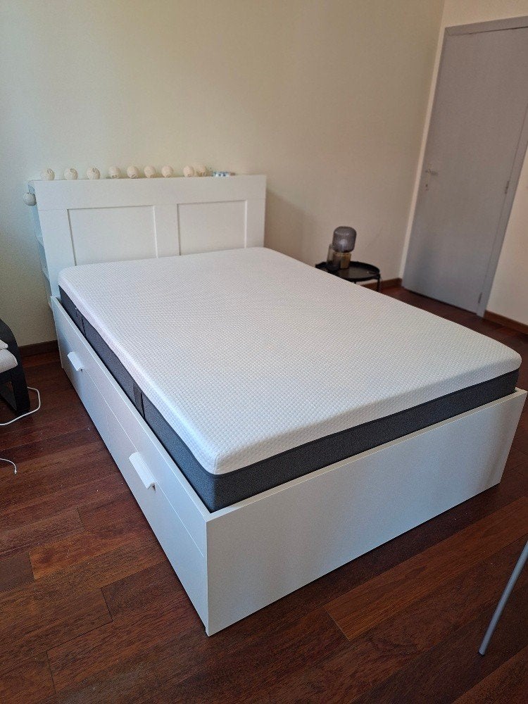 bed compleet als nieuw, Ophalen, Wit, 140 cm, Zo goed als nieuw