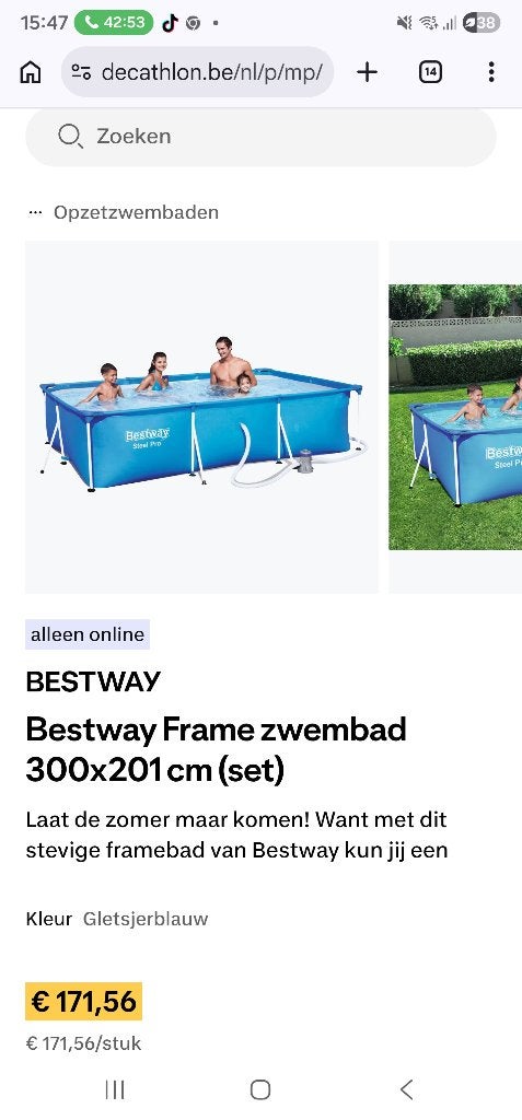 Zwembad 300 x 200 cm, Tuin en Terras, Ophalen, Gebruikt, 200 tot 300 cm, 80 tot 120 cm