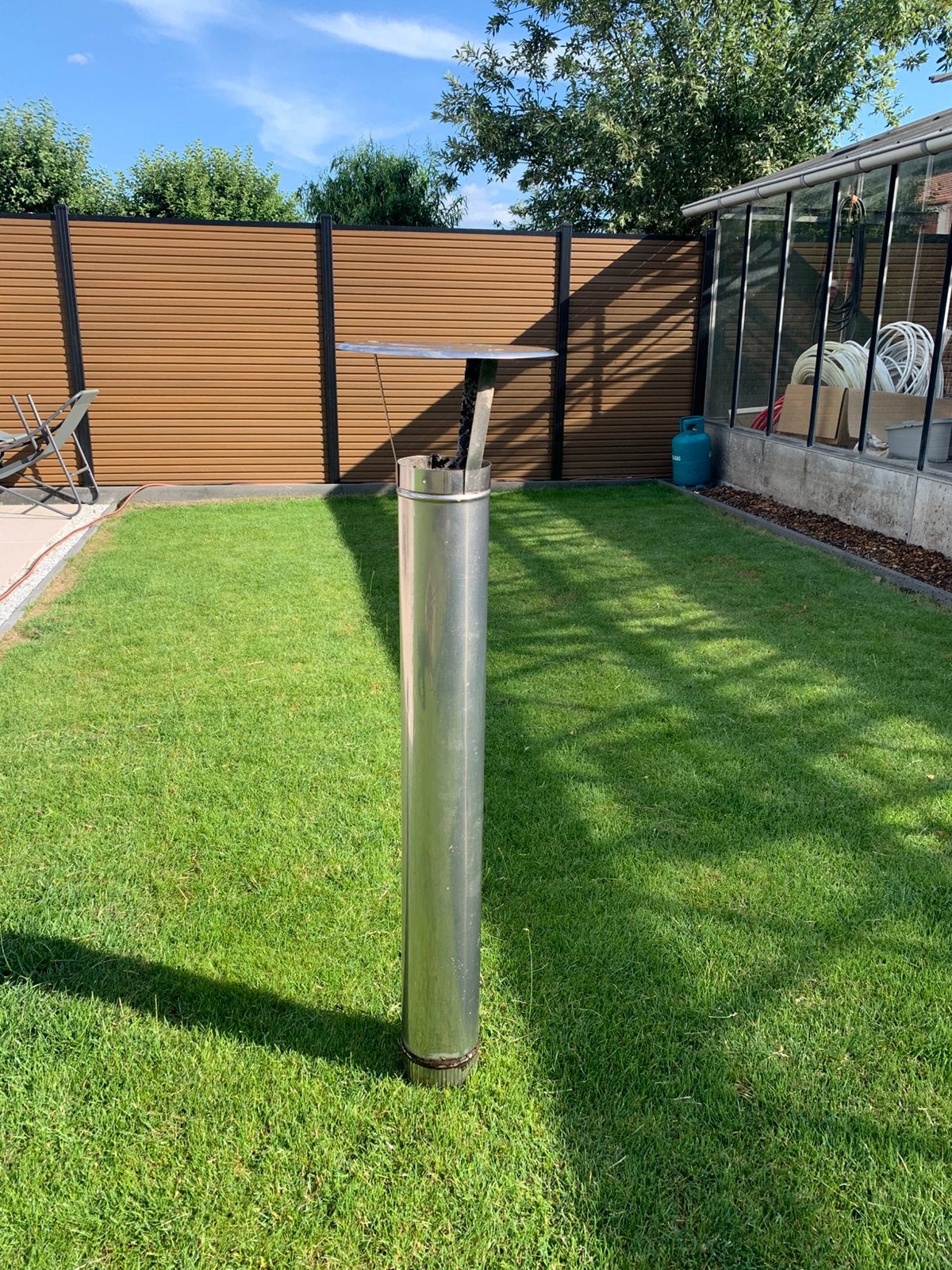 Inox schouwbuis + kap, Ophalen, Inox, Gebruikt, Minder dan 2 meter