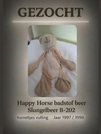 Gezocht! Happy Horse slungelbeer, Kinderen en Baby's, Speelgoed | Knuffels en Pluche, Ophalen of Verzenden, Beer, Happy Horse