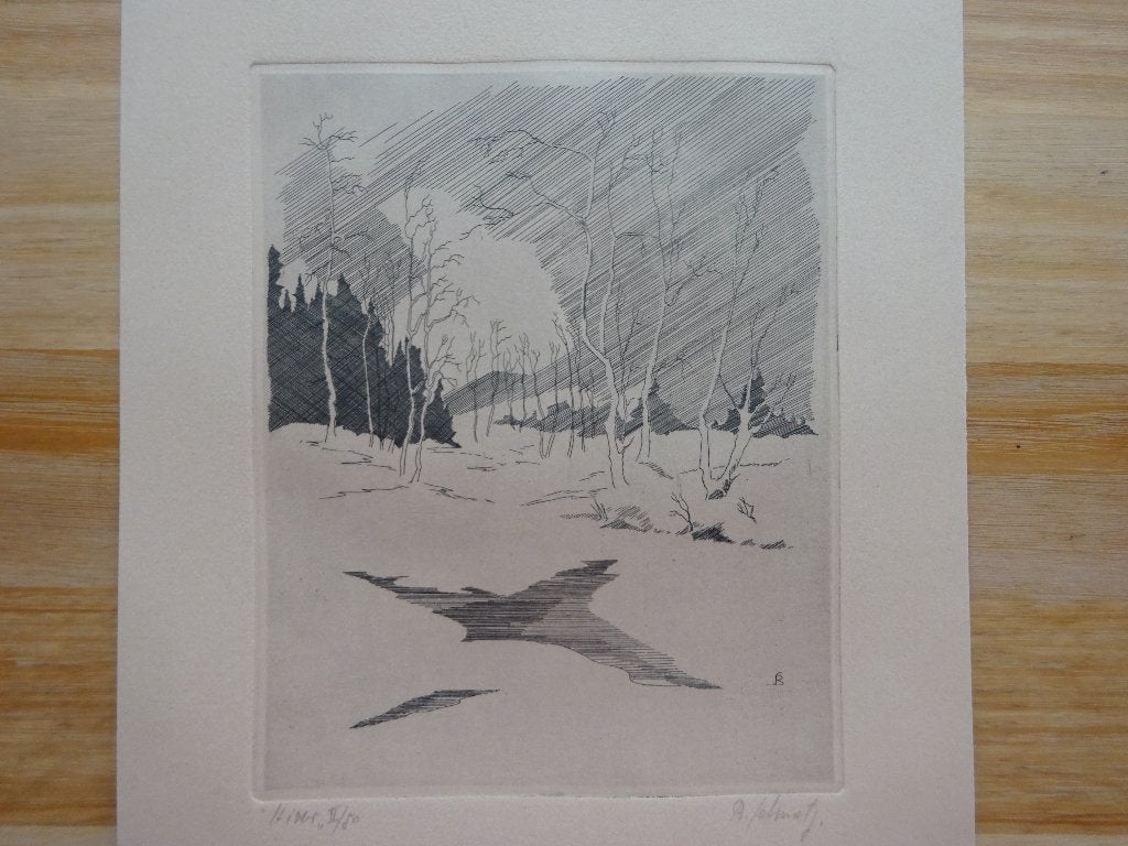ets Hiver II/80 onleesbaar signatuur, Antiquités & Art, Numéroté, Eau-forte, Enlèvement ou Envoi, 1950 - 1999