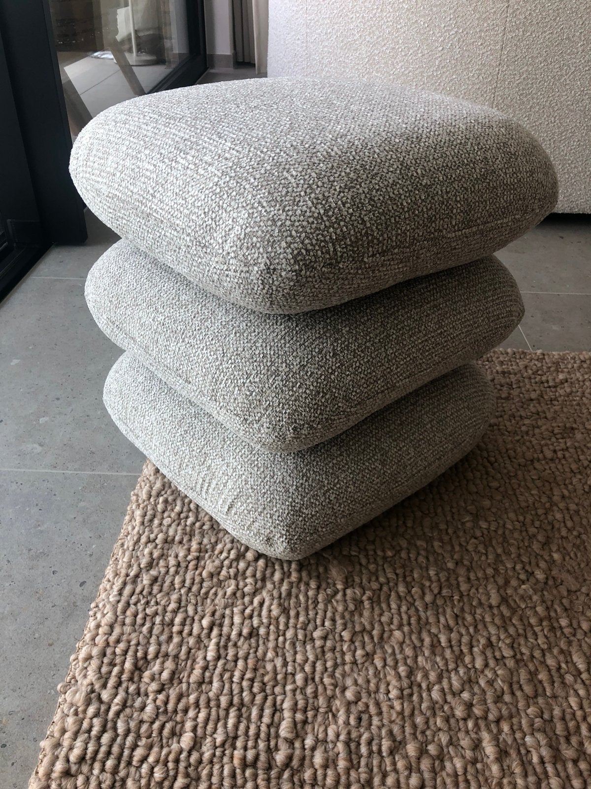 Poef in drie lagen en verstelbaar 45 x 45 cm in fabric beige, Enlèvement, Moins de 50 cm, Moins de 50 cm, Tissus