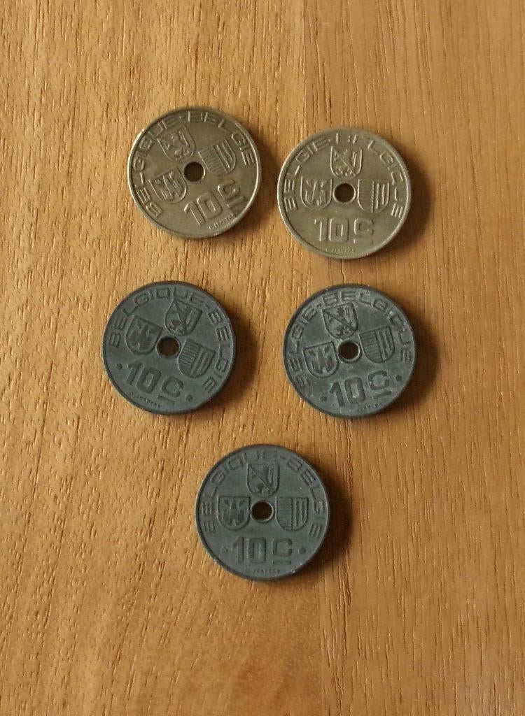 5 munten Belgique-België 10 c, Timbres & Monnaies, Enlèvement ou Envoi, Monnaie en vrac