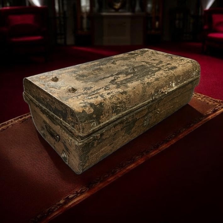 Antieke ijzeren leger koffer Brits Indisch, Antiek en Kunst, Ophalen
