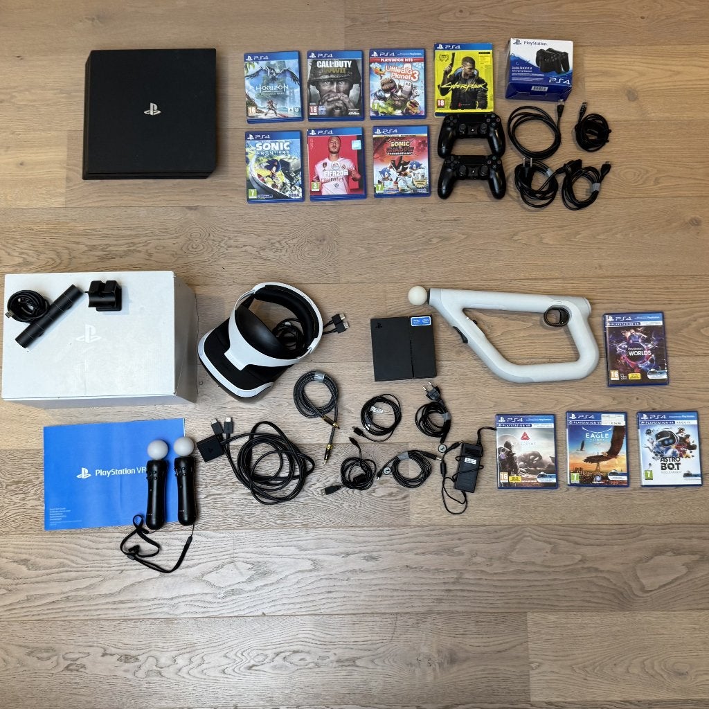 Jeux PS4 Pro et PSVR + | Ensemble complet, Enlèvement ou Envoi, Utilisé, 1 TB, Pro