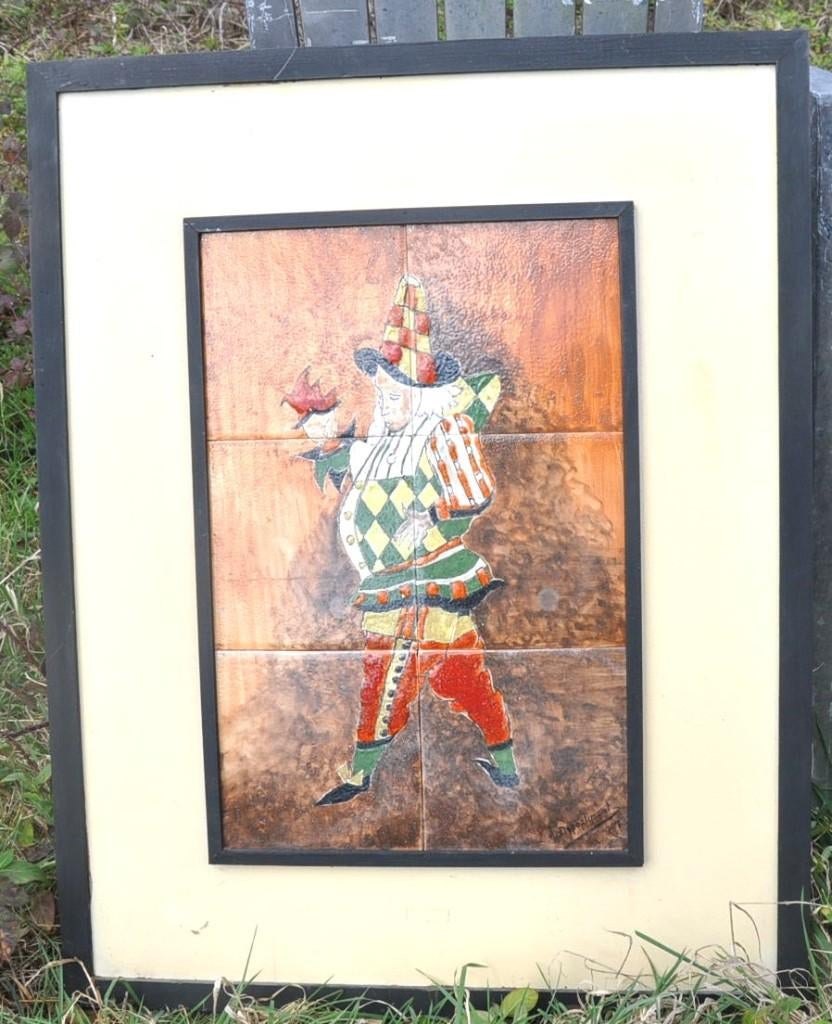 ceramique arlequin signée depoplimont 1973 sur panneau, Ophalen