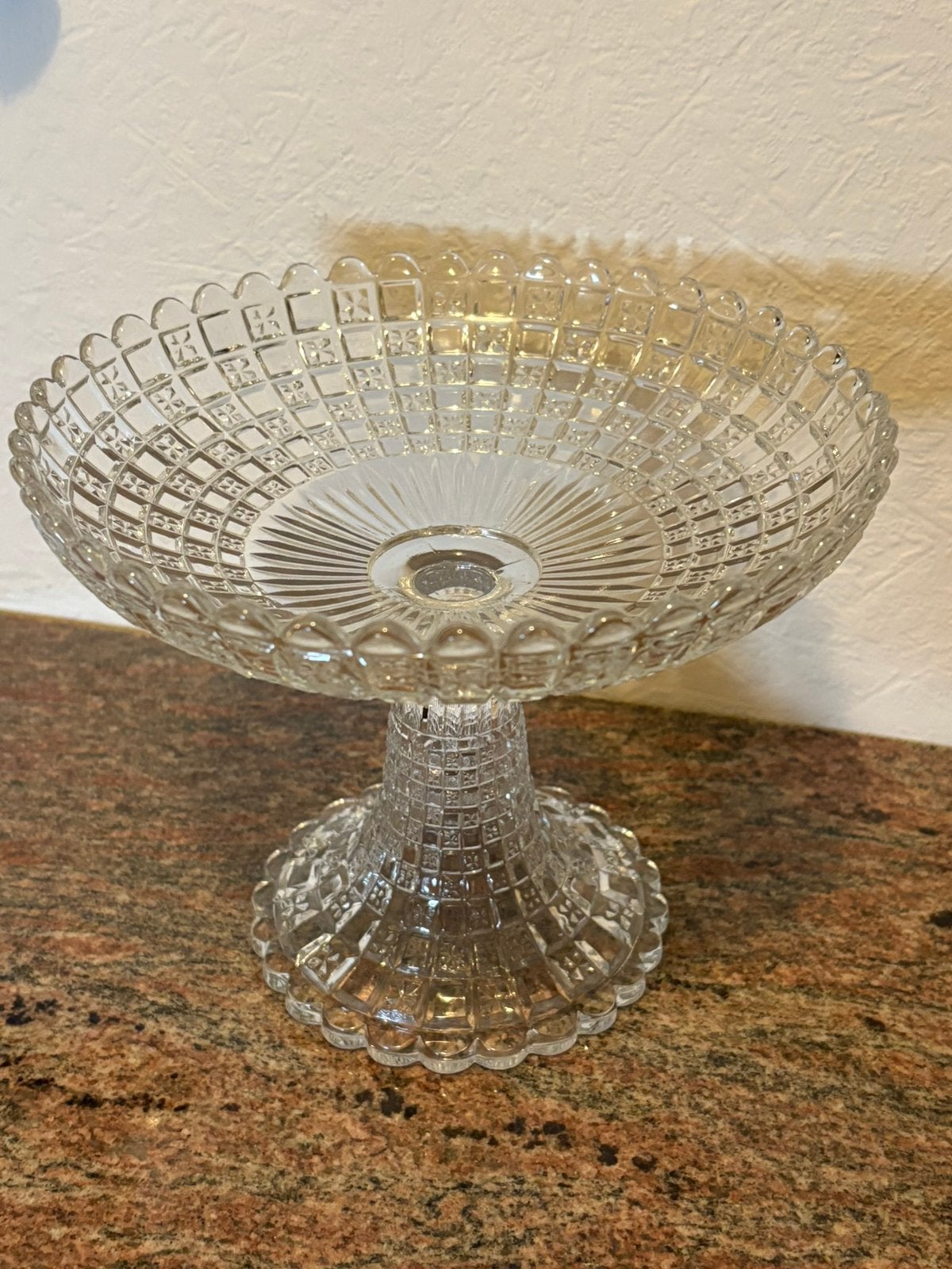 Vintage kristallen praline schaal op voet, Ophalen
