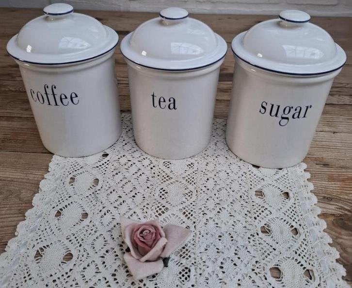 Engelse vintage voorraadpotten, Coffee, Tea, Sugar, Enlèvement ou Envoi