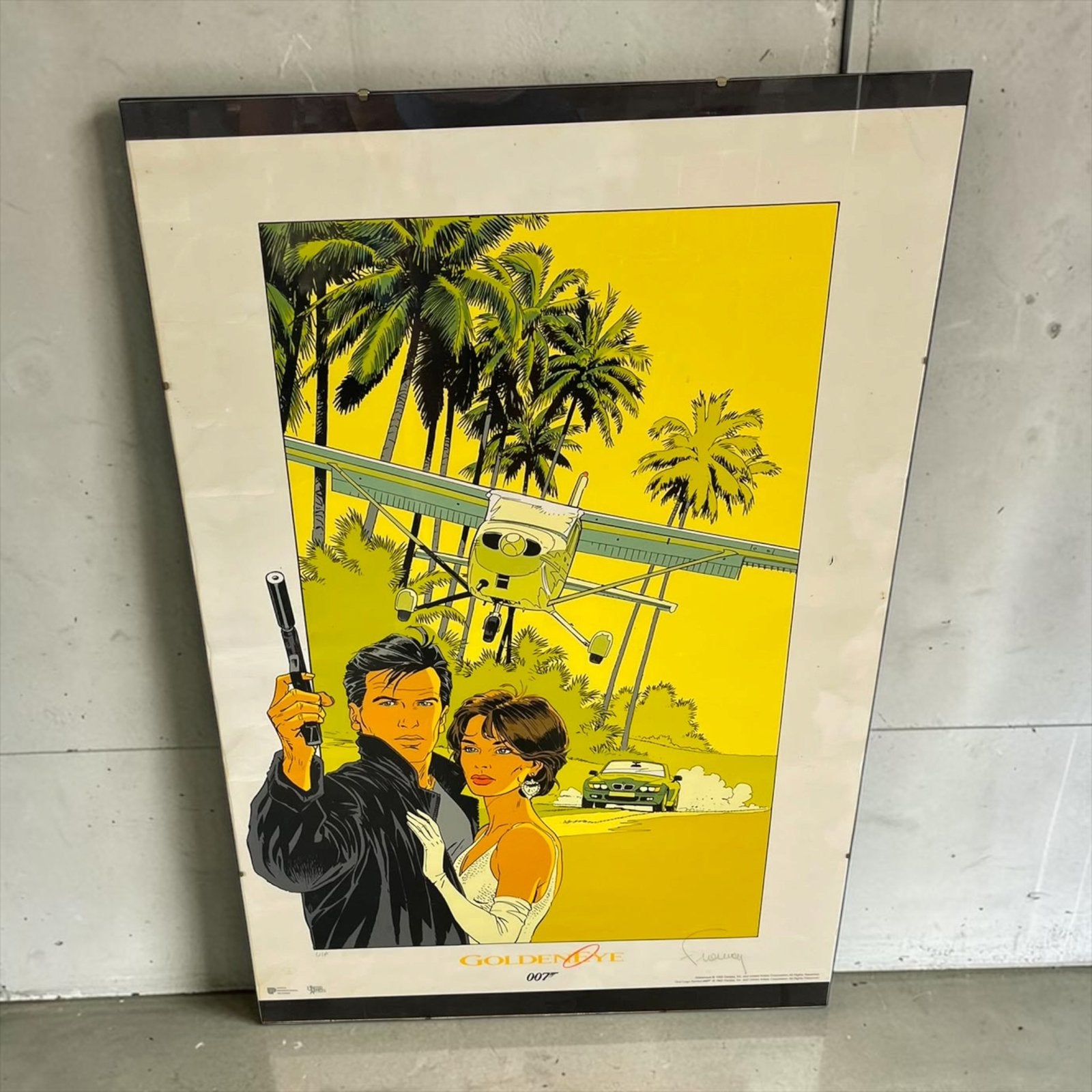 Vintage pop art James Bond poster / litho in kader, Antiek en Kunst, Ophalen
