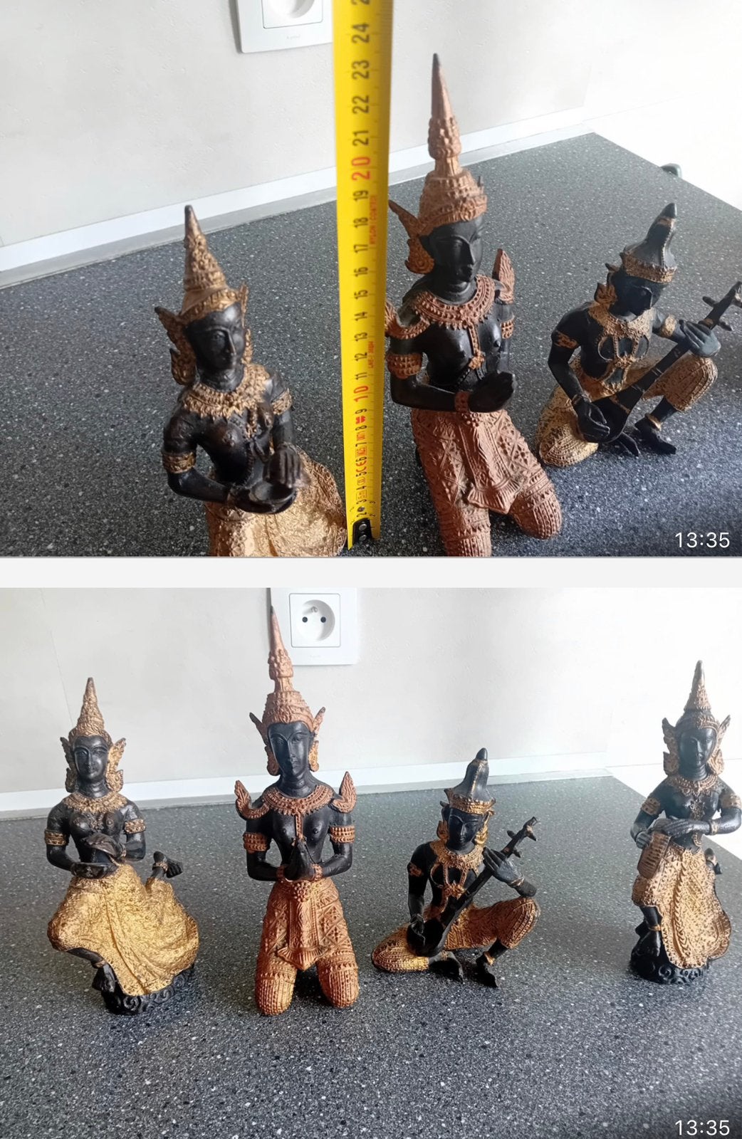 Set van 4 bronzen Thaise beelden – rijk, Hobby & Loisirs créatifs, Wargaming, Enlèvement, Comme neuf