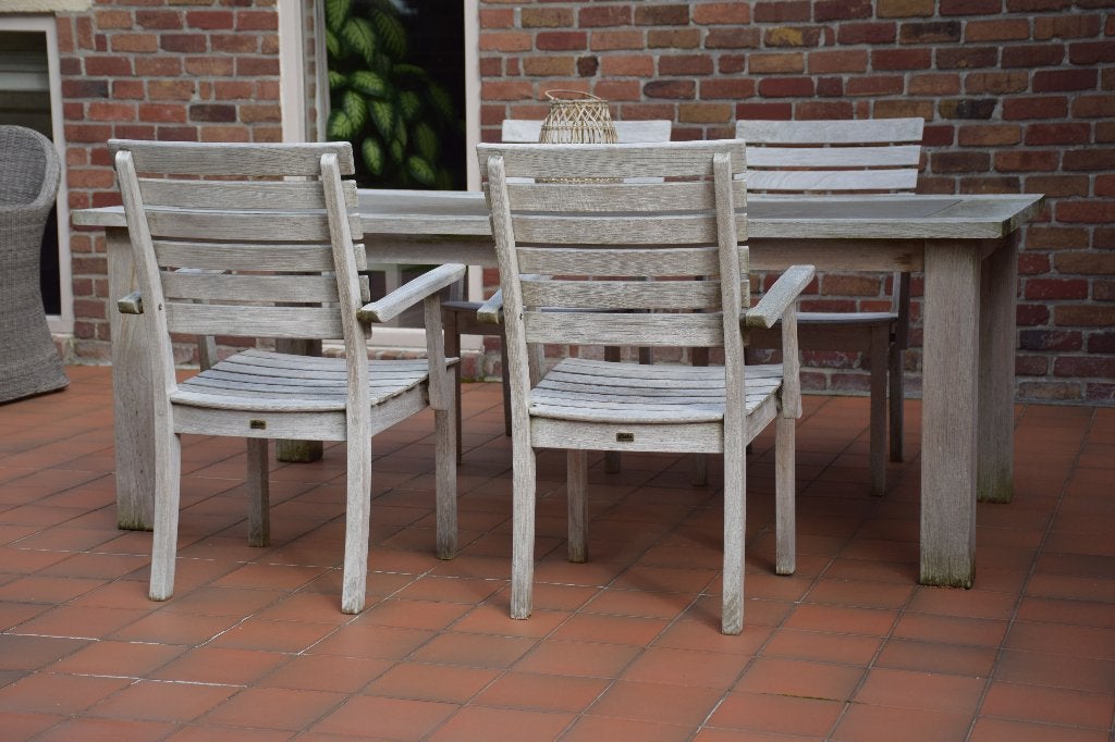Terrastafel teak met 4 stoelen teak, Tuin en Terras, Ophalen, Gebruikt, Rechthoekig, Teakhout
