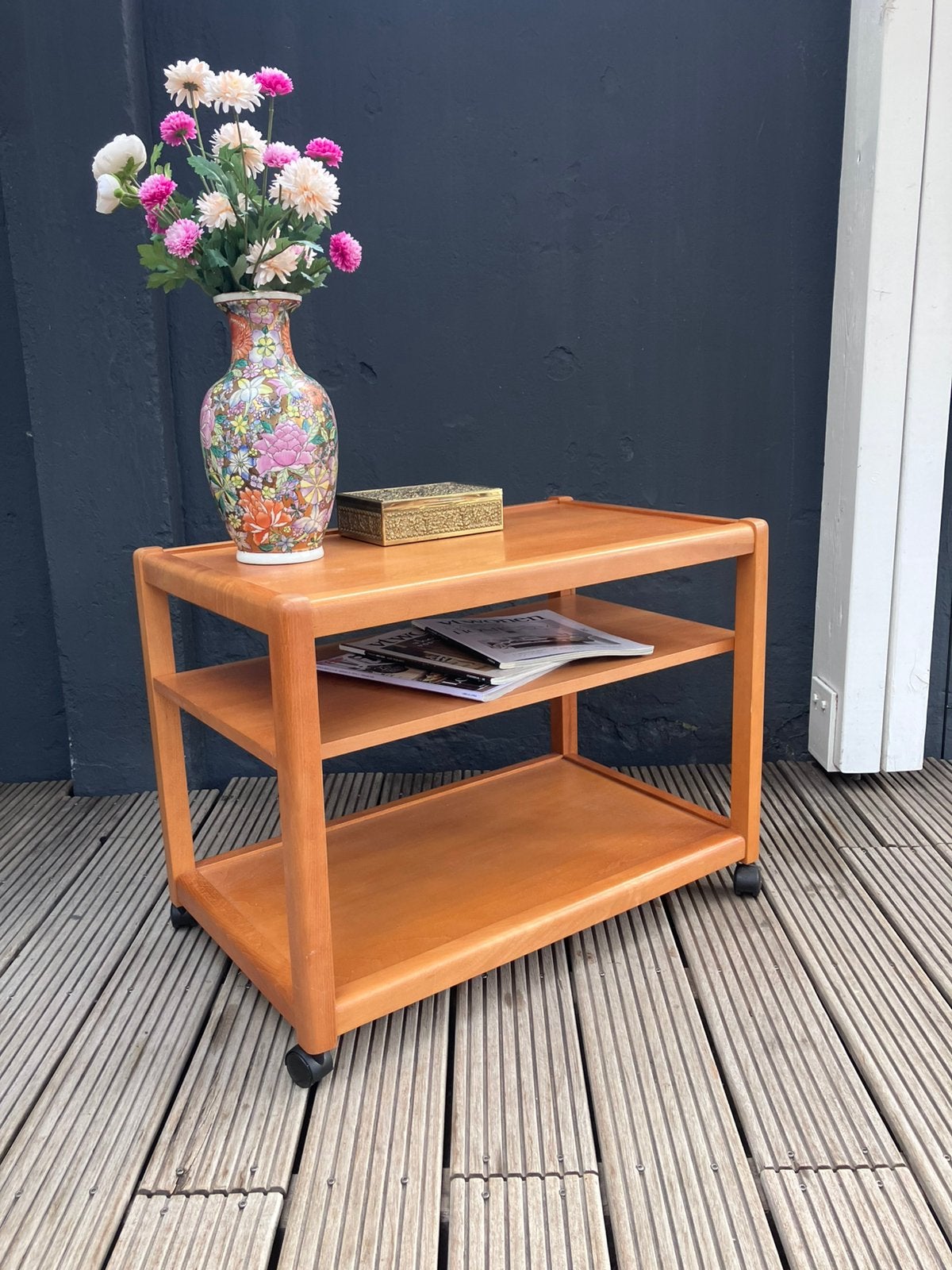 Prachtige Vintage Serveerwagen. Teakhout. Deens., Huis en Inrichting, Ophalen, 50 tot 100 cm, Vintage. Deens, Teakhout