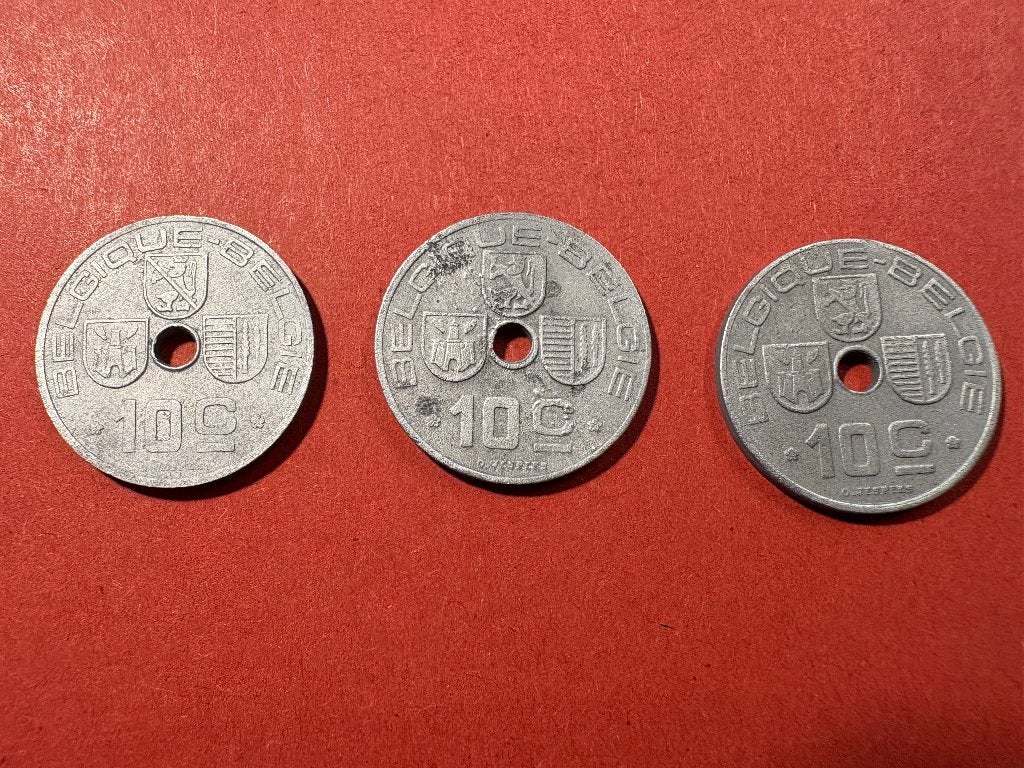 Lot 3 pièces 10 centimes Mailleux - 1941-1943 FRNL (#158#), Enlèvement ou Envoi, Métal, Série