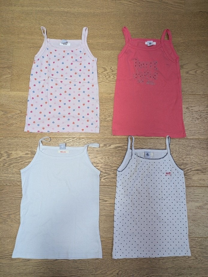 Petit Bateau débardeurs fille x4 - taille 140 (10 ans), Enlèvement, Utilisé, Fille