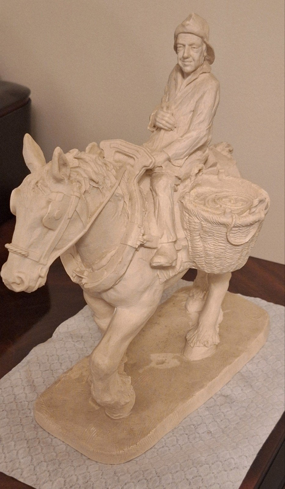 Prachtig Zwaar Beeld "Garnaalvisser te Paard" – Jan Dieusaer, Enlèvement ou Envoi, Statue