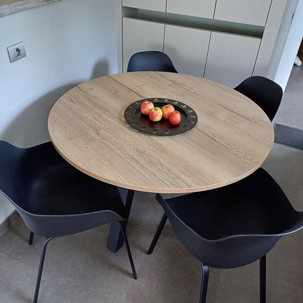 Ronde tafel, Huis en Inrichting, Tafels | Eettafels, Ophalen, Zo goed als nieuw, Vier personen, Rond