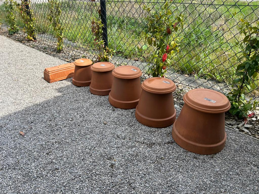 Terracotta bloemenpotten set vorstvrij Italiaans, Ophalen, Zo goed als nieuw, Terracotta