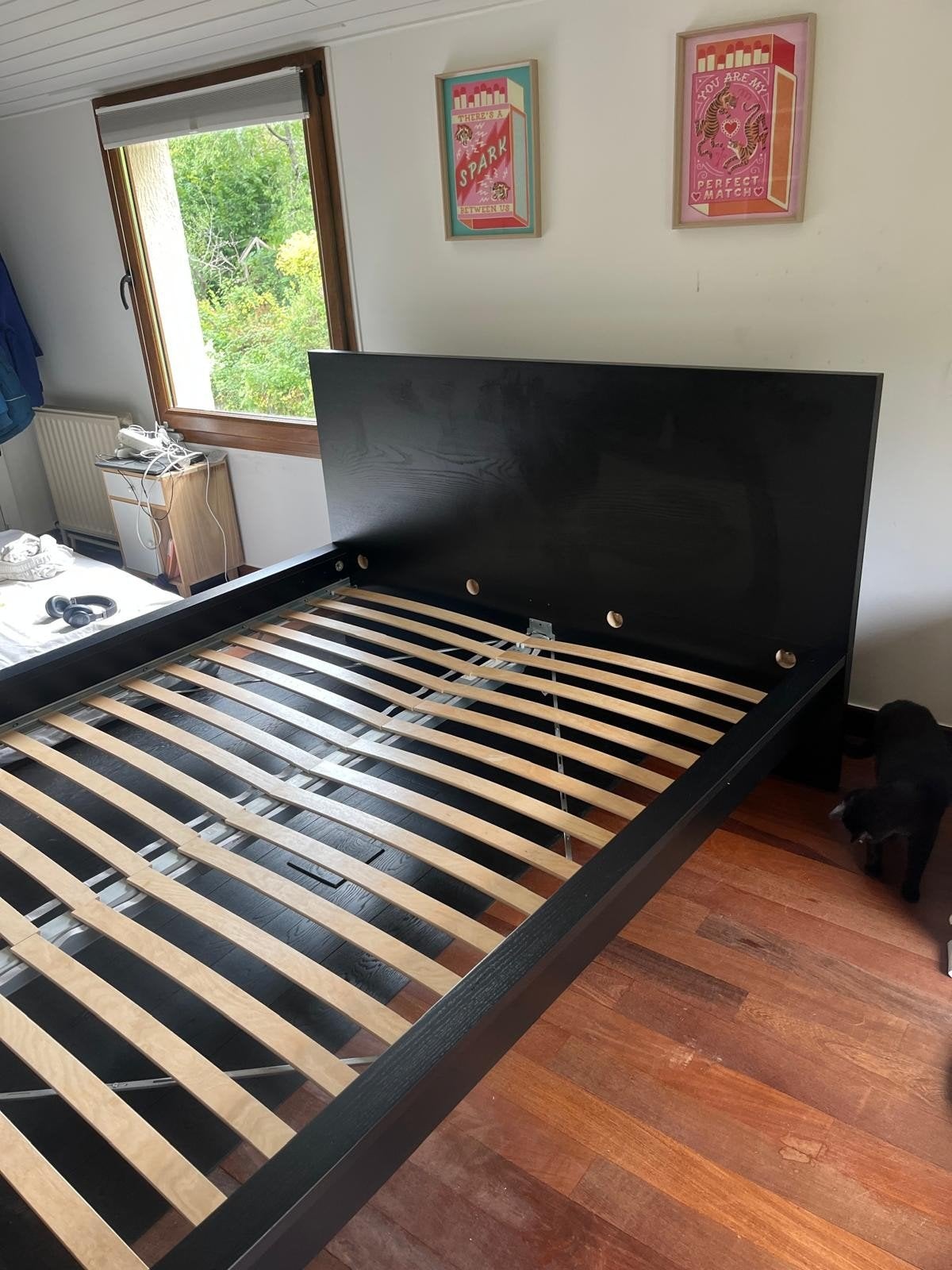 lit double Malm 160, Comme neuf, Brun, Enlèvement, 200 cm
