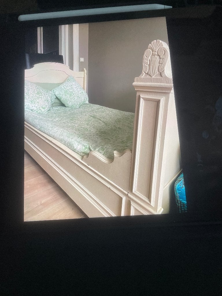 Ancien lit en bois, Maison & Meubles, Une personne, Enlèvement, Utilisé, 120 cm