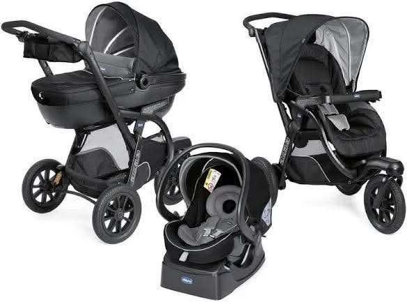pousette chicco noir 3 en 1 unisexe Marche en Famenne, Enlèvement, Comme neuf, Poussette combi, Autres marques